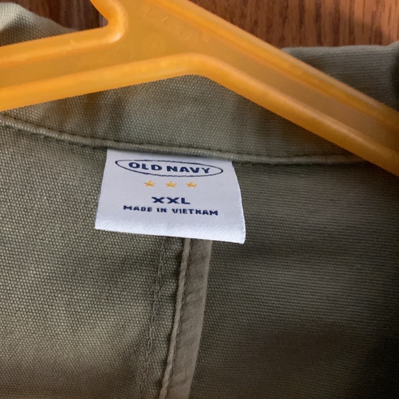 Old navy tan/olive unisex blazer.  Patches on elbows19.5 length and 17 across - Picture 2 of 6